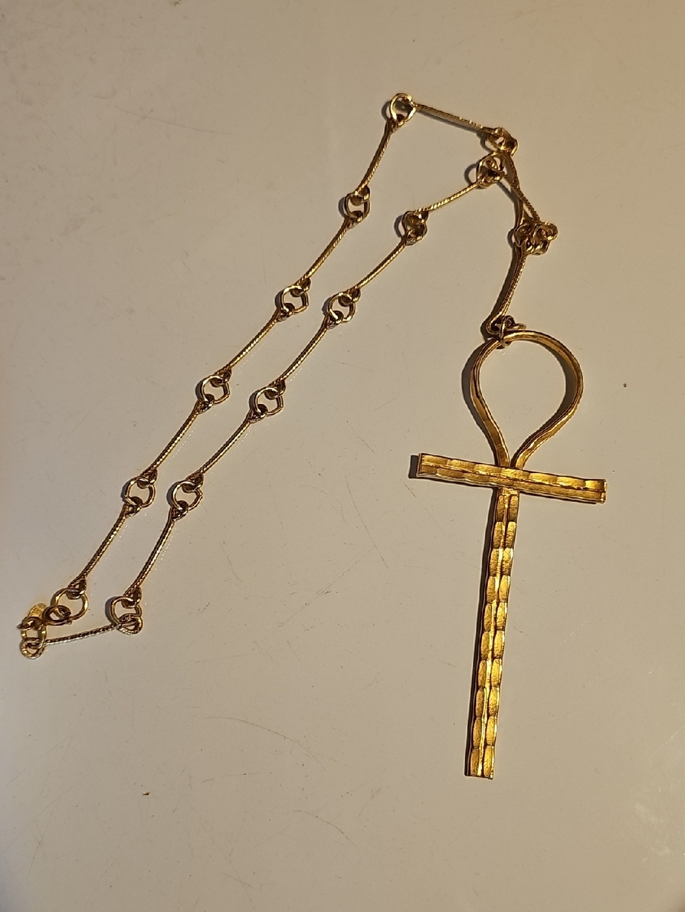 Gold Tone Ankh Pendant Necklace